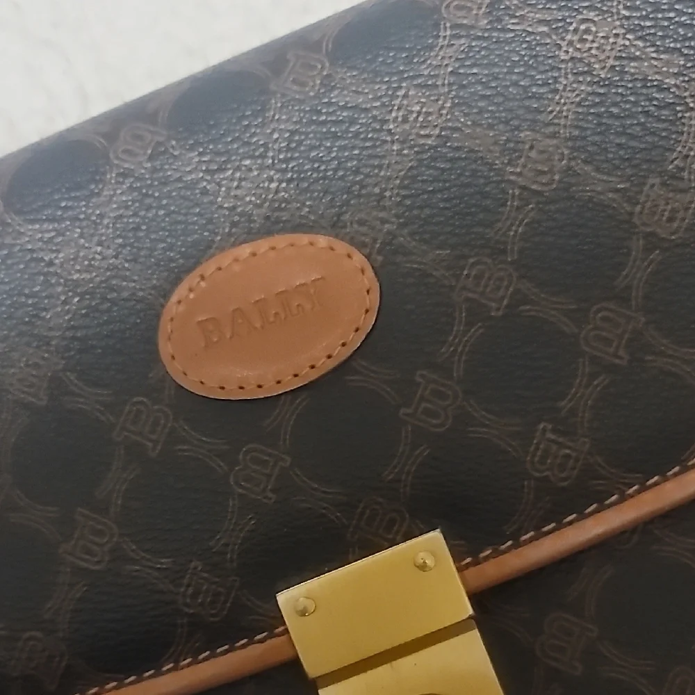Bally Black and Brown Patterned Briefcase
